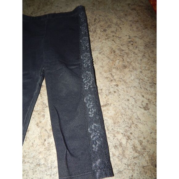 2pc toddler girls 3T leggings bundle pink & gray chevron and blue with side lace - Picture 8 of 11